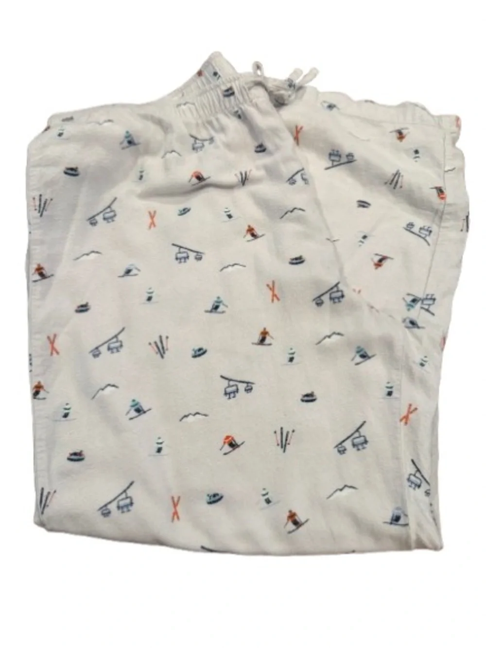 GAP Women’s White Pajama Pants with Blue & Orange Ski Motif Size Extra Large